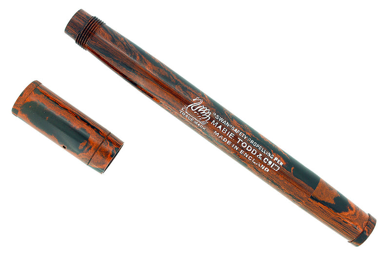 C1910 MABIE TODD SWAN SAFETY SELF PROPELLING PEN MOTTLED HARD RUBBER RESTORED OFFERED BY ANTIQUE DIGGER
