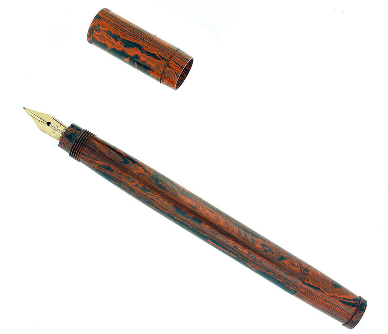 C1910 MABIE TODD SWAN SAFETY SELF PROPELLING PEN MOTTLED HARD RUBBER RESTORED OFFERED BY ANTIQUE DIGGER