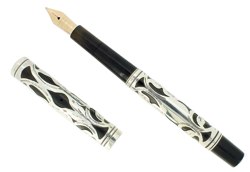 SCARCE C1910 WATERMAN 15 STERLING TREFOIL ART NOUVEAU FOUNTAIN PEN RESTORED OFFERED BY ANTIQUE DIGGER