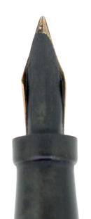 C1912 JAXON BLACK CHASED HARD RUBBER STUD FILLER FOUNTAIN PEN RESTORED OFFERED BY ANTIQUE DIGGER