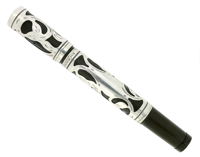 C1912 WATERMAN 442 SAFETY STERLING TREFOIL VINE PATTERN FOUNTAIN PEN RESTORED OFFERED BY ANTIQUE DIGGER