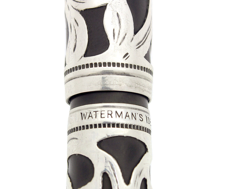 C1912 WATERMAN 442 SAFETY STERLING TREFOIL VINE PATTERN FOUNTAIN PEN RESTORED OFFERED BY ANTIQUE DIGGER