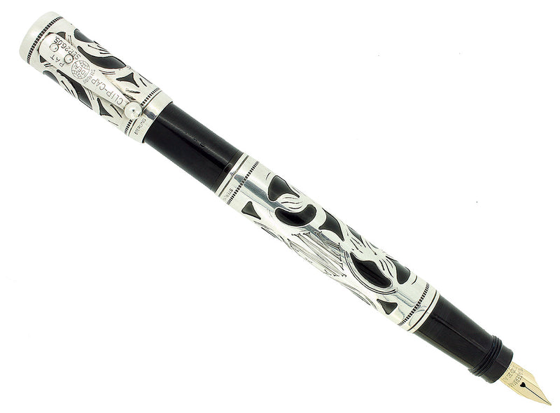 C1912 WATERMAN STERLING 442 TREFOIL VINE PATTERN SAFETY FOUNTAIN PEN RESTORED OFFERED BY ANTIQUE DIGGER