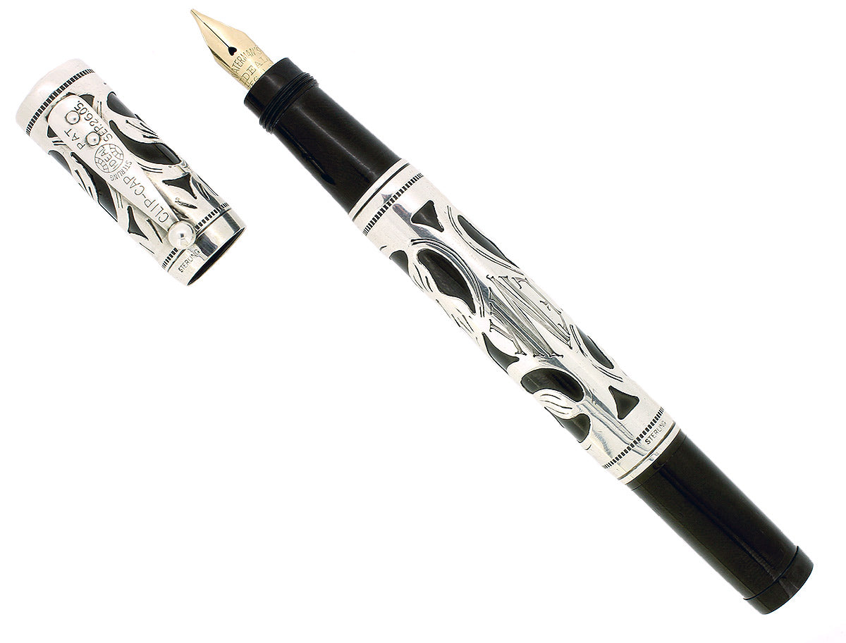 C1912 WATERMAN STERLING 442 TREFOIL VINE PATTERN SAFETY FOUNTAIN PEN R