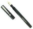 C1915 KRAKER BLACK CHASED HARD RUBBER FILLER FOUNTAIN PEN RESTORED NEAR MINT OFFERED BY ANTIQUE DIGGER