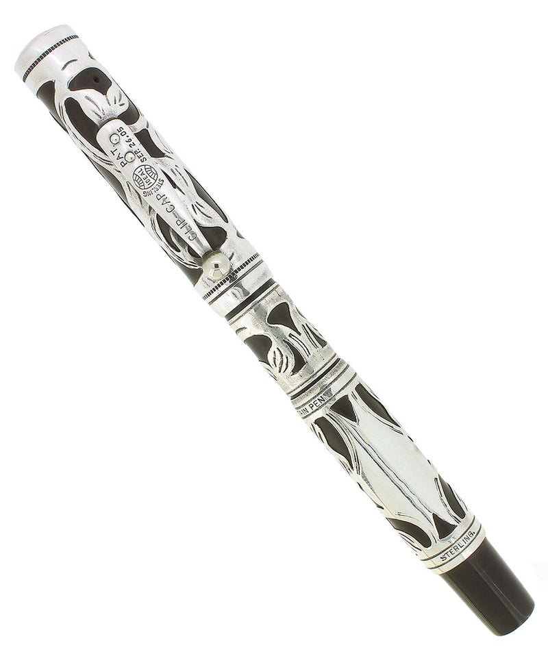 RARE C1915 WATERMAN 414 SLEEVE FILLER STERLING OVERLAY FOUNTAIN PEN RESTORED OFFERED BY ANTIQUE DIGGER