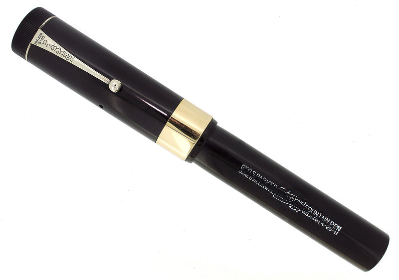RARE CIRCA 1919 PARKER GIANT EYEDROPPER FOUNTAIN PEN WITH WIDE CAP BANDING OFFERED BY ANTIQUE DIGGER