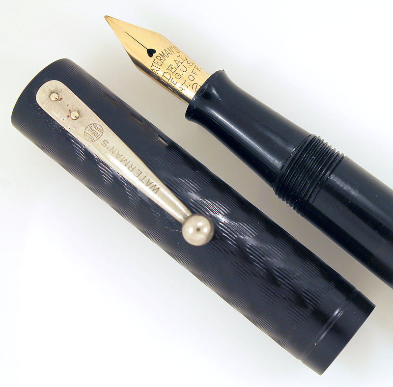 1920s WATERMAN 52 BCHR FOUNTAIN PEN NICKEL TRIM XF to BBB+ FLEX NIB RESTORED OFFERED BY ANTIQUE DIGGER