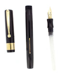 RARE C1920 SHEAFFER FLAT-TOP AUTOGRAPH BLACK HARD RUBBER EBONY LINE FOUNTAIN PEN RESTORED OFFERED BY ANTIQUE DIGGER