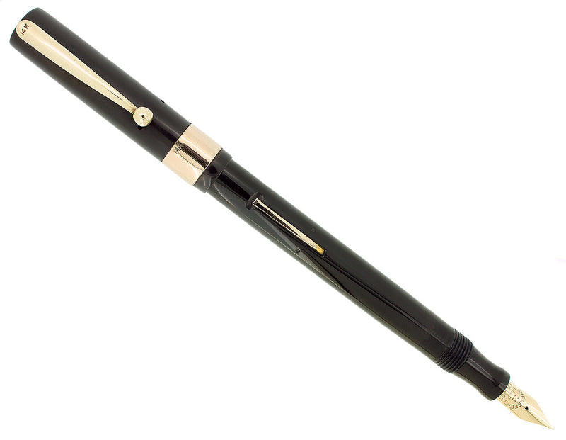RARE C1920 SHEAFFER FLAT-TOP AUTOGRAPH BLACK HARD RUBBER EBONY LINE FOUNTAIN PEN RESTORED OFFERED BY ANTIQUE DIGGER