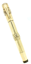1920S WATERMAN 42 GRAPE VINE RELEIF ITALIAN 18KR GUILLOCHE XF-BBB 2.38MM FLEX NIB SAFETY PEN RESTORED OFFERED BY ANTIQUE DIGGER