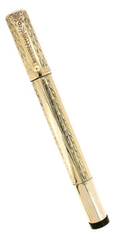 1920S WATERMAN 42 ITALIAN 18KR ROLLED GOLD VINE GUILLOCHE ENGINE TURNED SAFETY PEN RESTORED OFFERED BY ANTIQUE DIGGER