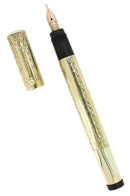 1920S WATERMAN 42 ITALIAN 18KR ROLLED GOLD VINE GUILLOCHE ENGINE TURNED SAFETY PEN RESTORED OFFERED BY ANTIQUE DIGGER