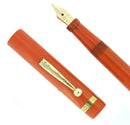 1920S EDISON PEN CO ORANGE HARD RUBBER FOUNTAIN PEN M-BB 14K NIB RESTORED OFFERED BY ANTIQUE DIGGER