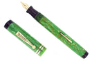 1920S GOOD SERVICE GREEN JADE OVERSIZE M-BB SEMI FLEX NIB FOUNTAIN PEN RESTORED OFFERED BY ANTIQUE DIGGER