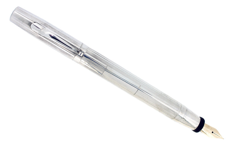 C1910-20s WILLIAM S. HICKS STERLING SILVER FOUNTAIN PEN M-BBB FLEX NIB RESTORED OFFERED BY ANTIQUE DIGGER