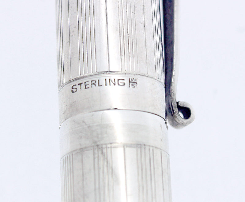 C1910-20s WILLIAM S. HICKS STERLING SILVER FOUNTAIN PEN M-BBB FLEX NIB RESTORED OFFERED BY ANTIQUE DIGGER