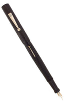 CIRCA 1925 MOORE L-92X BLACK CHASED HARD RUBBER STUB NIB FOUNTAIN PEN RESTORED NEAR MINT OFFERED BY ANTIQUE DIGGER