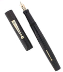 CIRCA 1925 MOORE L-92X BLACK CHASED HARD RUBBER STUB NIB FOUNTAIN PEN RESTORED NEAR MINT OFFERED BY ANTIQUE DIGGER