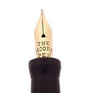 CIRCA 1925 MOORE L-92X BLACK CHASED HARD RUBBER STUB NIB FOUNTAIN PEN RESTORED NEAR MINT OFFERED BY ANTIQUE DIGGER