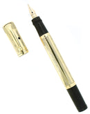 1920S WATERMAN 42 ITALIAN 18KR ROLLED GOLD GUILLOCHE WET NOODLE 2.38MM FLEX NIB SAFETY PEN RESTORED OFFERED BY ANTIQUE DIGGER