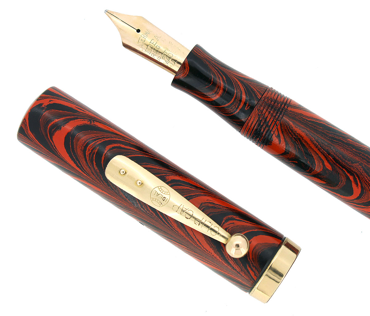 1920s WATERMAN #56 RED RIPPLE XF-BBB+ FLEX NIB FOUNTAIN PEN RESTORED