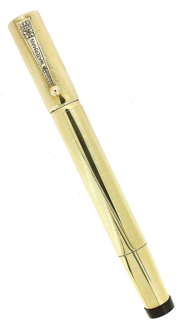 1920S WATERMAN 42 ITALIAN 18KR ROLLED GOLD GUILLOCHE M-BBB 2.08MM FLEX