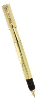 1920S WATERMAN 42 ITALIAN 18KR ROLLED GOLD GUILLOCHE M-BBB 2.08MM FLEX NIB SAFETY PEN RESTORED OFFERED BY ANTIQUE DIGGER