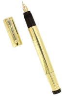 1920S WATERMAN 42 ITALIAN 18KR ROLLED GOLD GUILLOCHE M-BBB 2.08MM FLEX NIB SAFETY PEN RESTORED OFFERED BY ANTIQUE DIGGER