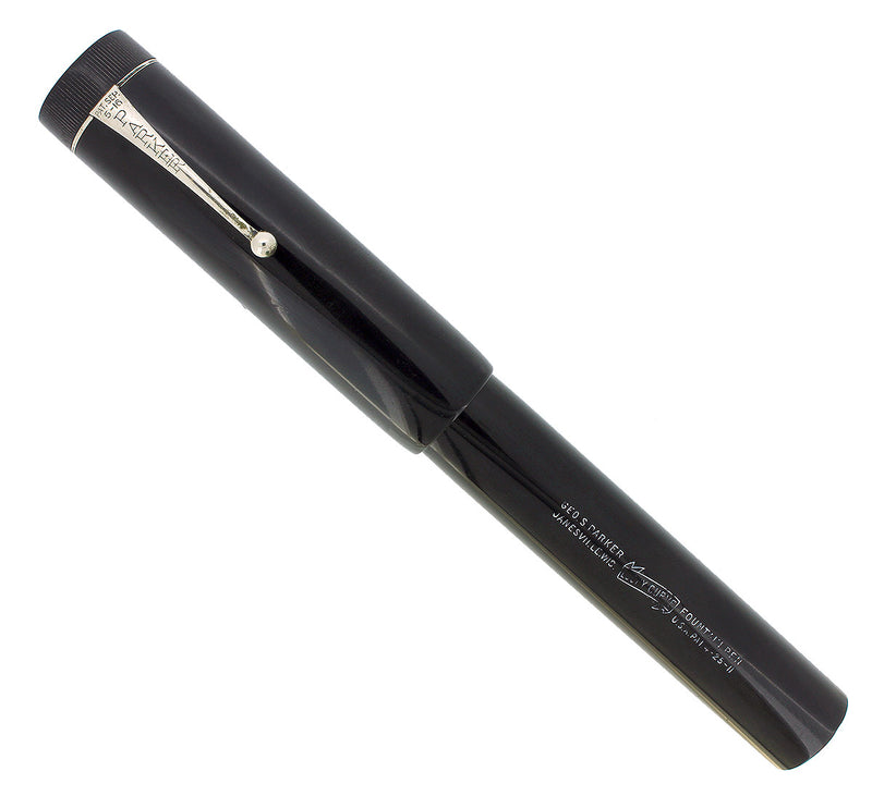RARE CIRCA 1922 PARKER GIANT BLACK HARD RUBBER EYEDROPPER FOUNTAIN PEN OFFERED BY ANTIQUE DIGGER