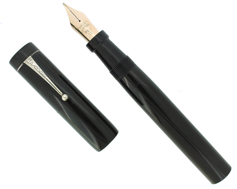 RARE CIRCA 1922 PARKER GIANT BLACK HARD RUBBER EYEDROPPER FOUNTAIN PEN OFFERED BY ANTIQUE DIGGER