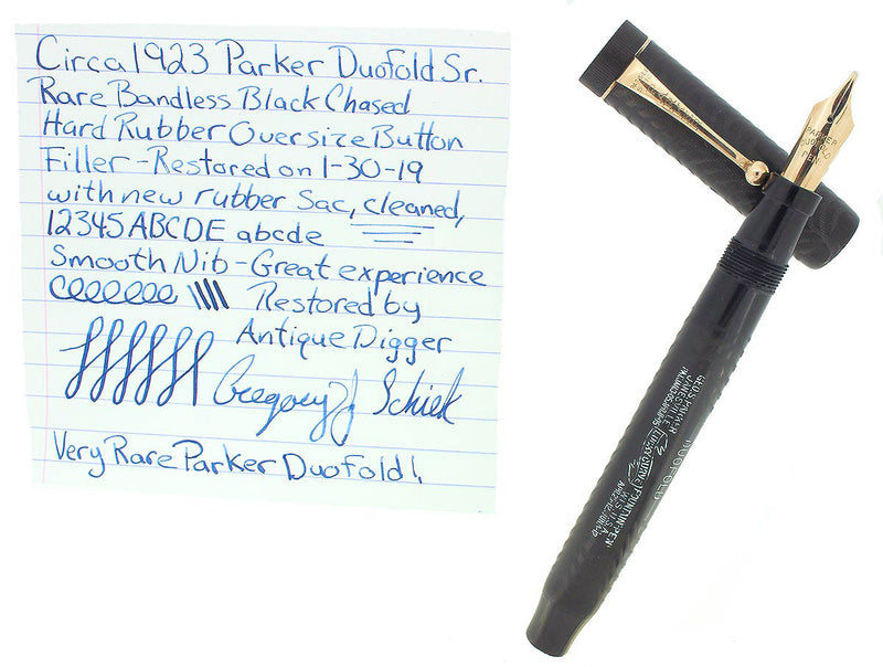 RARE CIRCA 1923 DUOFOLD SENIOR OVERSIZE BCHR BANDLESS CAP FOUNTAIN PEN RESTORED OFFERED BY ANTIQUE DIGGER