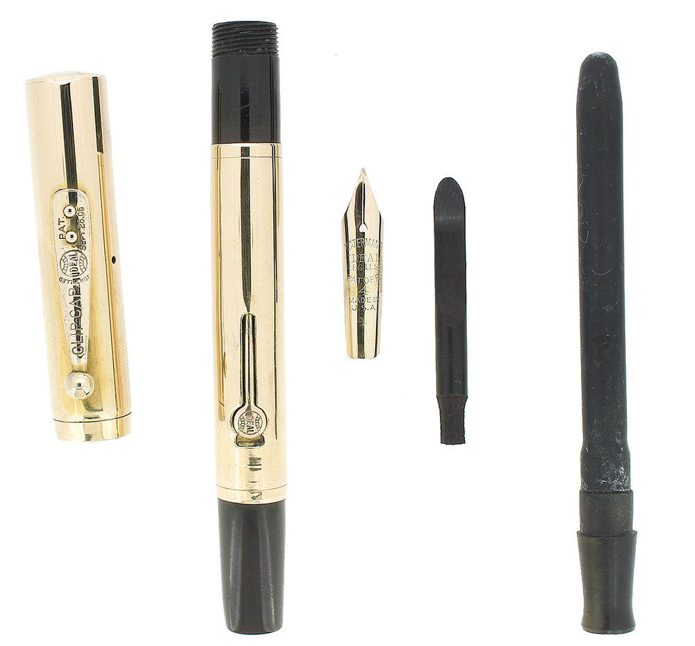 C1923 WATERMAN 0554 SMOOTH 18K GOLD FILLED OVERLAY FOUNTAIN PEN RESTOR