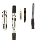 C1923 WATERMAN 454 STERLING TREFOIL VINE FOUNTAIN PEN M - BBB 2.52MM FLEX NIB RESTORED OFFERED BY ANTIQUE DIGGER