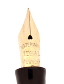 C1923 WATERMAN 52 BLACK CHASED HR FOUNTAIN PEN 14K F-BBB+ FLEX NIB RESTORED OFFERED BY ANTIQUE DIGGER