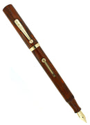 C1923 WATERMAN #56 RED WOODGRAIN #6 MEDIUM NIB FOUNTAIN PEN RESTORED