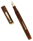 C1923 WATERMAN #56 RED WOODGRAIN #6 MEDIUM NIB FOUNTAIN PEN RESTORED