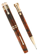 C1925 WAHL MOTTLED HARD RUBBER FOUNTAIN PEN & PENCIL SET BOXED STICKERED NOS OFFERED BY ANTIQUE DIGGER