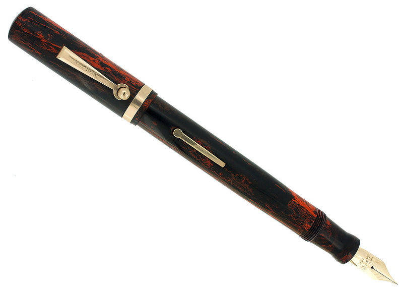 CIRCA 1924 WAHL OVERSIZE MOTTLED HARD RUBBER SIGNATURE FOUNTAIN PEN RESTORED OFFERED BY ANTIQUE DIGGER