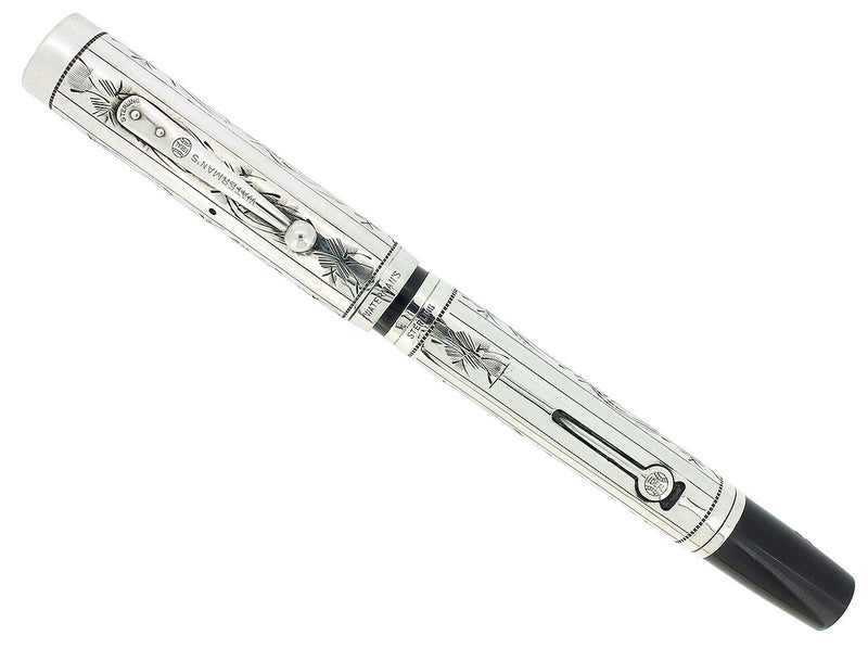 C1925 WATERMAN 452 STERLING PANSY PANEL XF-BBB NIB FOUNTAIN PEN RESTORED OFFERED BY ANTIQUE DIGGER