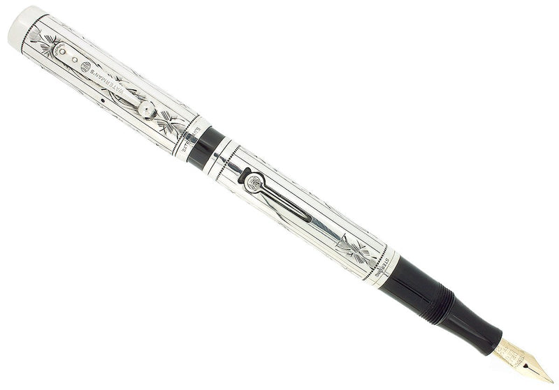 C1925 WATERMAN 452 STERLING PANSY PANEL XF-BBB NIB FOUNTAIN PEN RESTORED OFFERED BY ANTIQUE DIGGER