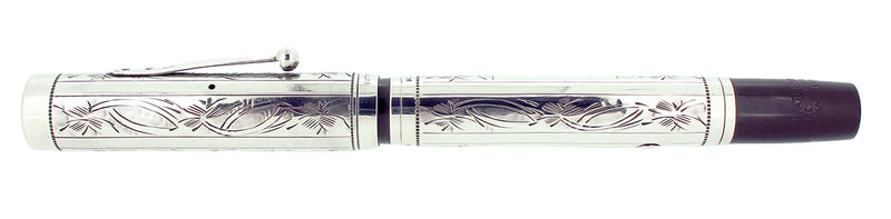 C1925 WATERMAN 452 STERLING PANSY PANEL XF-BBB NIB FOUNTAIN PEN RESTORED OFFERED BY ANTIQUE DIGGER