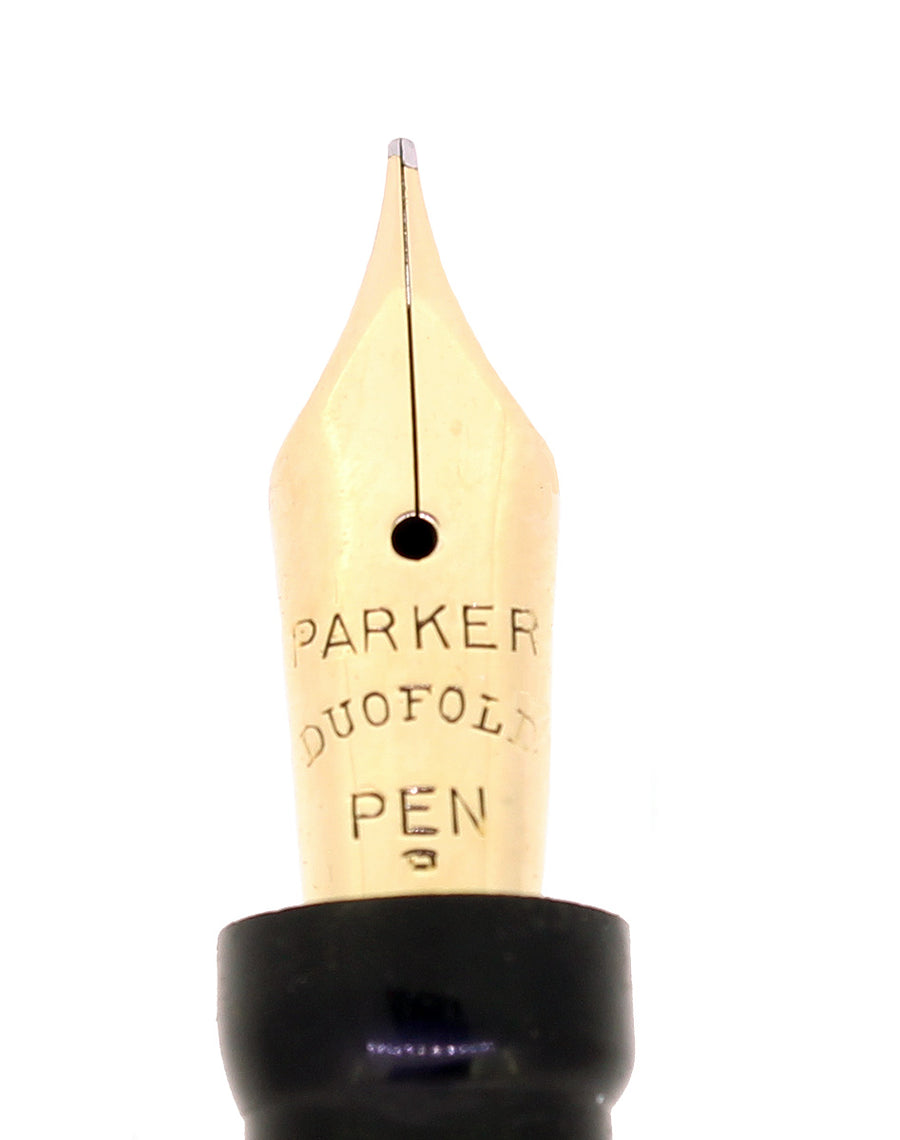 C1926 PARKER LUCKY CURVE RED LADY DUOFOLD WIDE CAP BAND FOUNTAIN PEN R