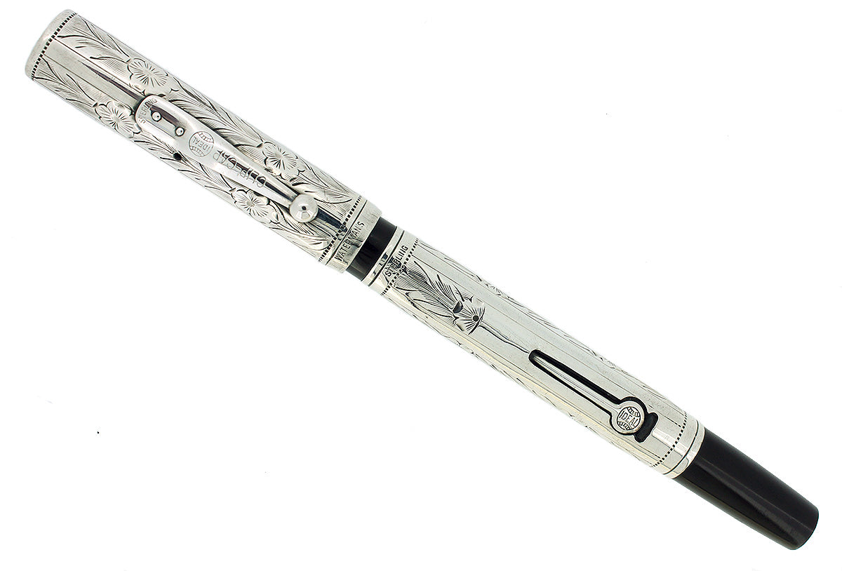 C1925 WATERMAN 452 1/2 STERLING PANSY PANEL XXF-BBB NIB FOUNTAIN PEN R