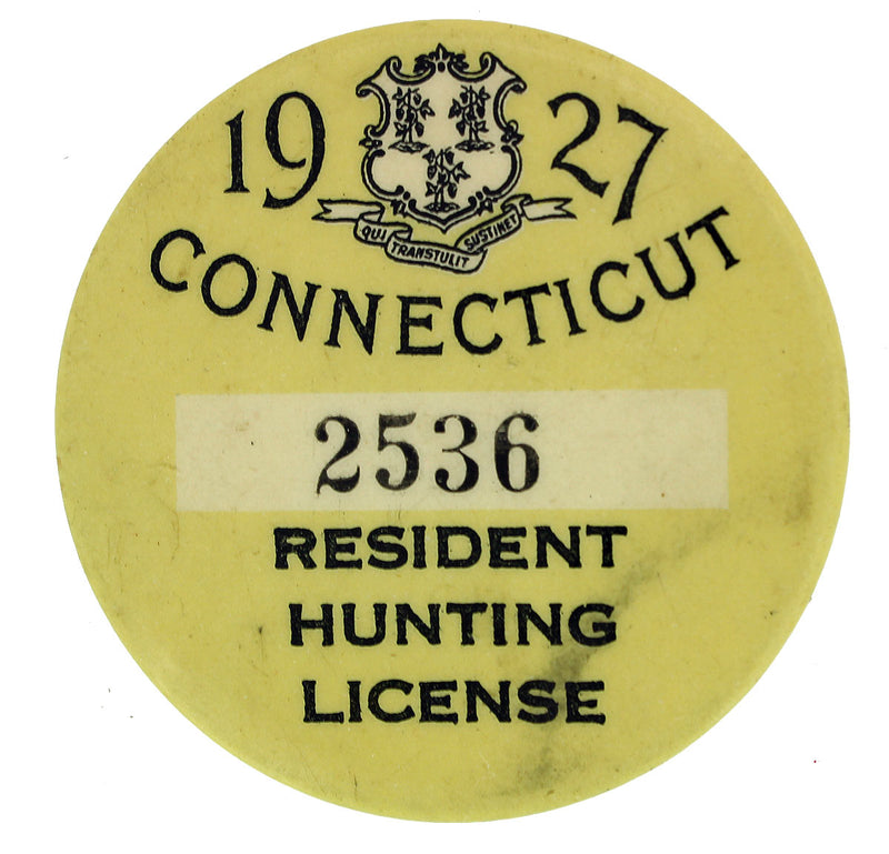1927 CONNECTICUT RESIDENT HUNTING LICENSE 2536 OFFERED BY ANTIQUE DIGGER