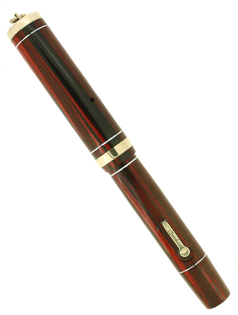 CIRCA 1928 CONKLIN ENDURA ROSEWOOD HARD RUBBER RINGTOP FOUNTAIN PEN RESTORED OFFERED BY ANTIQUE DIGGER