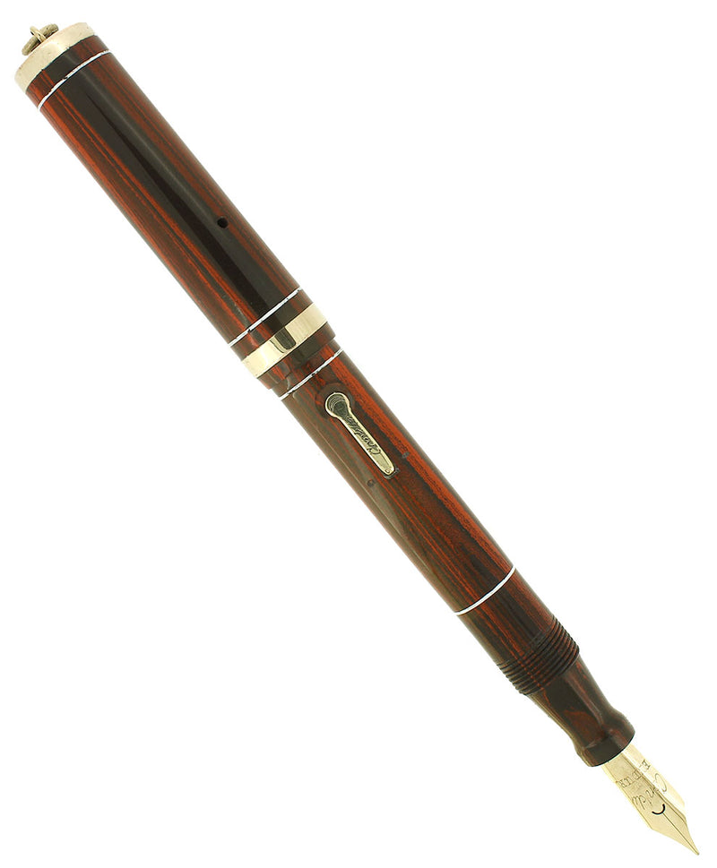 CIRCA 1928 CONKLIN ENDURA ROSEWOOD HARD RUBBER RINGTOP FOUNTAIN PEN RESTORED OFFERED BY ANTIQUE DIGGER