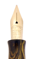 CIRCA 1927 WATERMAN OLIVE RIPPLE 94 FOUNTAIN PEN XF-BBB FLEX NIB RESTORED OFFERED BY ANTIQUE DIGGER