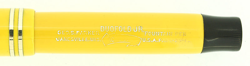 CIRCA 1928 FLAT TOP PARKER MANDARIN YELLOW DUOFOLD JUNIOR FOUNTAIN PEN RESTORED OFFERED BY ANTIQUE DIGGER