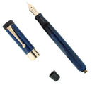 C1927 PARKER SR DUOFOLD BLUE ON BLUE LAPIS FOUNTAIN PEN WIDE CAP BAND RESTORED OFFERED BY ANTIQUE DIGGER
